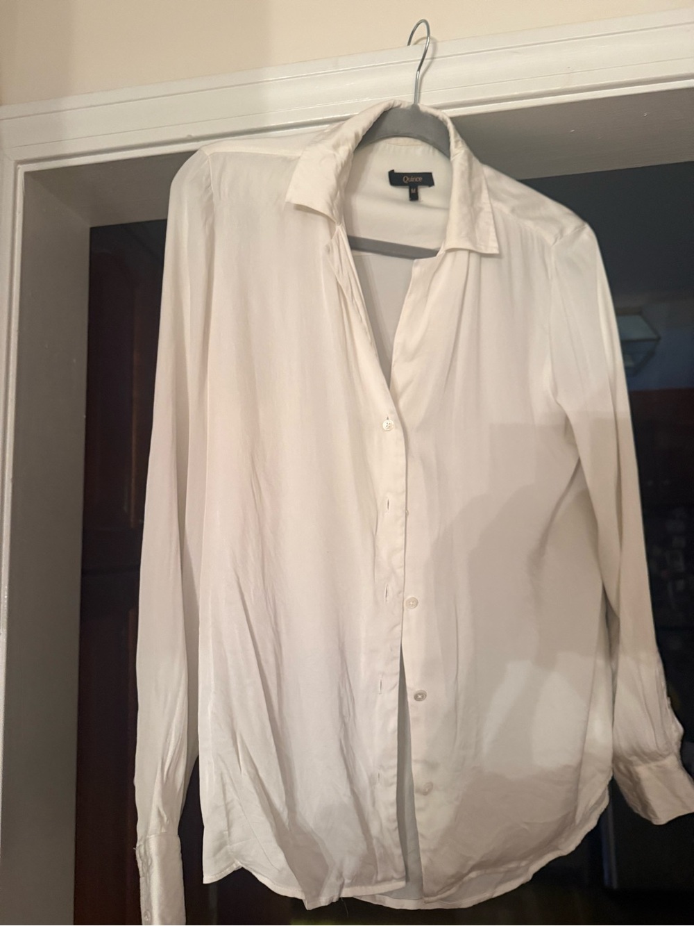 Quince Women's silk White Button-Down Shirt